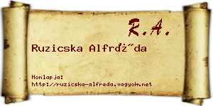 Ruzicska Alfréda névjegykártya